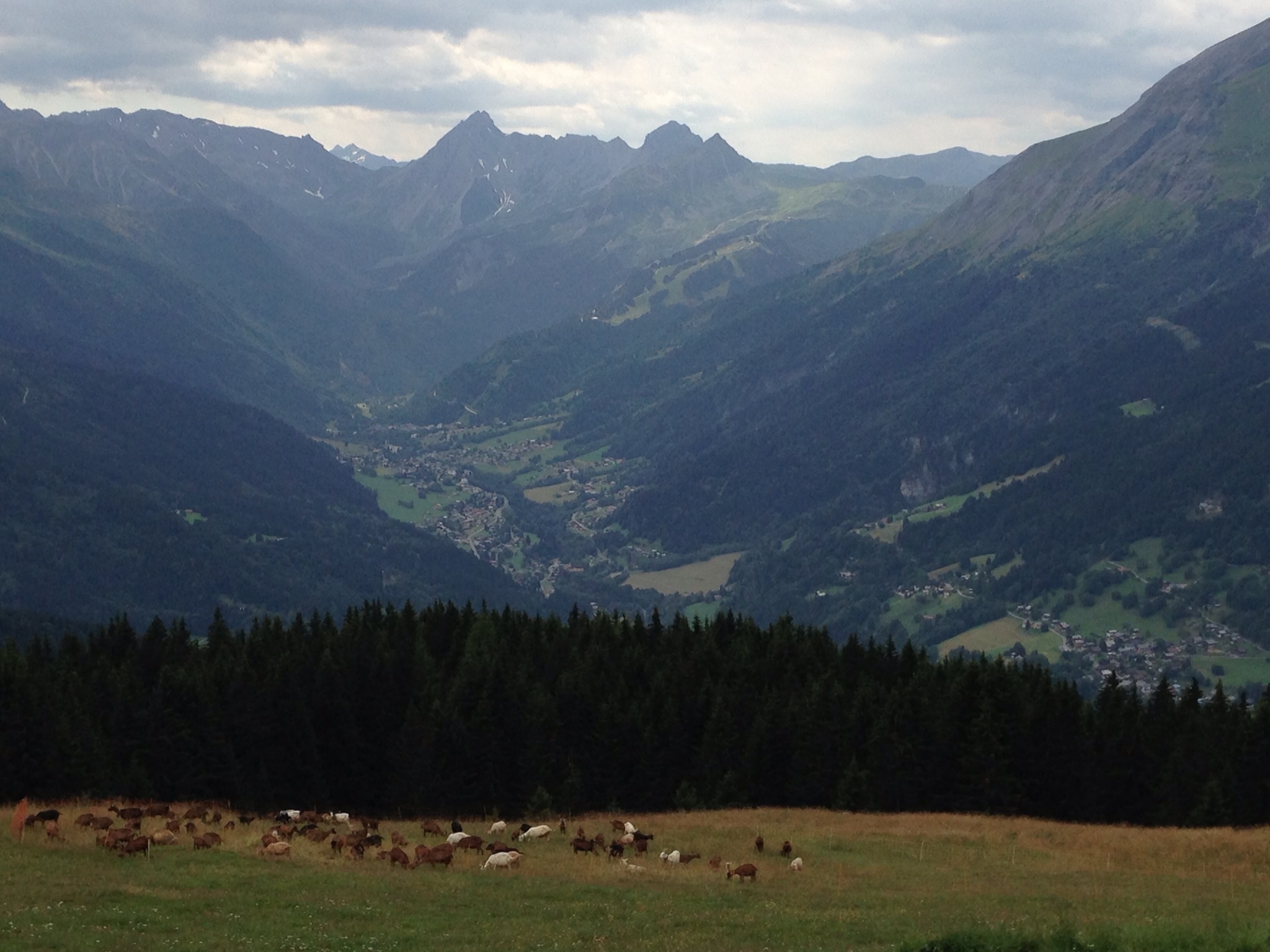 Looking up valley towards Les Contamines, France