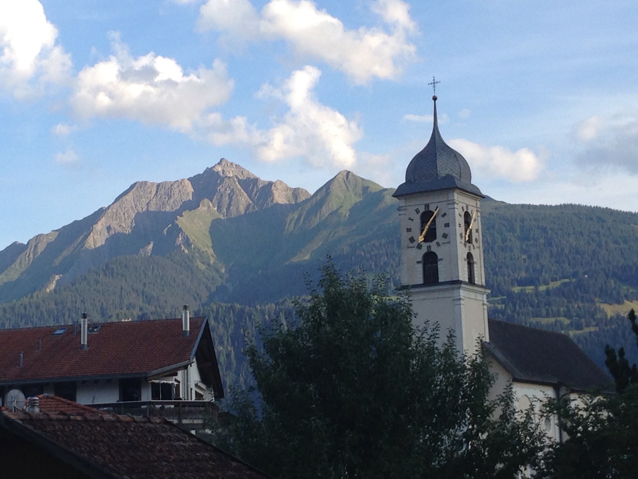 A very typical bell tower; Laax, Switzerland