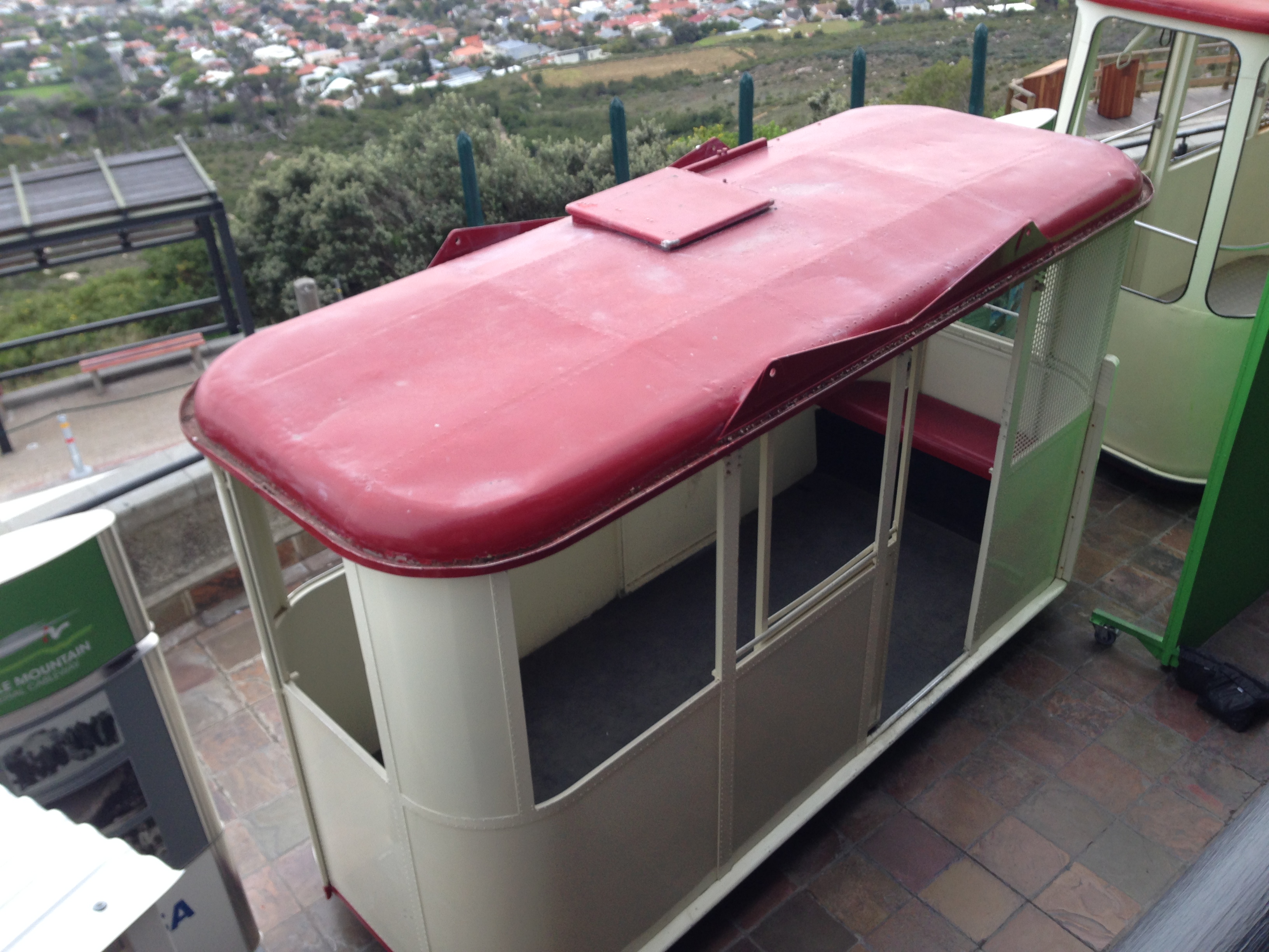Table Mountain cable car - then. A train car hanging on a cable - yikes!