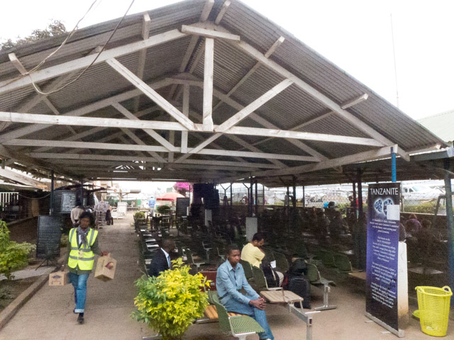 An inside look at the Arusha Airport departure lounge.
