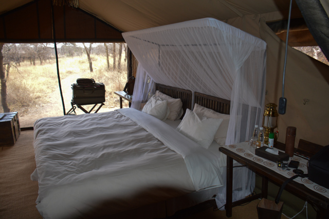 Our tent bedroom at the Mwiba camp in the southern Serengeti.